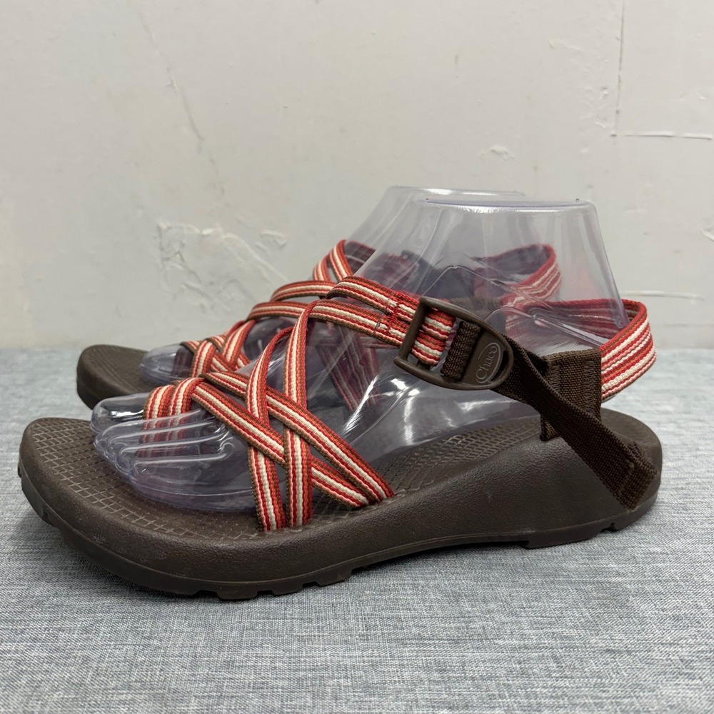 Chaco Z/2 Yampa Sandals Womens 8 Brown Red Double Strap Toe Loop Vibram Hiking